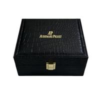 ROUREOX Black Crocodile Pattern Watch Box Single Slot Storage Case Gold Latch Lock Cream Interior Protective Organiser for Audemars Piguet