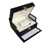 ROUREOX Black Faux Leather Crocodile Watch Box Single Timepiece Storage Case White Padded Lining Flip Top Organiser for Tudor 1926