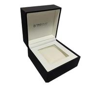 ROUREOX Black Square Watch Box Single Slot Storage Case Cream Interior with Outer Packaging and Carrier Bag Complete Set for TAG Heuer