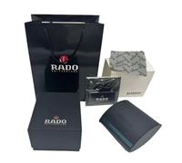 ROUREOX Black Square Watch Box Single Slot Timepiece Case Travel Sleeve Protective Pouch Gift Bag Complete Packaging for RADO Captain Cook