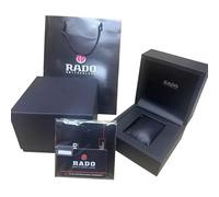 ROUREOX Black Textured Single Watch Box Set Timepiece Storage Case Gift Bag Manual Outer Packaging Square Case for RADO HyperChrome