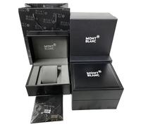 ROUREOX Black Textured Watch Display Box Set Soft Gray Interior Single Slot Timepiece Organiser Carrying Bag Manual Set for Montblanc Star Legacy