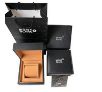 ROUREOX Black Textured Watch Display Box Set Soft Tan Lining Single Slot Timepiece Organiser Carrying Bag Manual Included for Montblanc Star Legacy