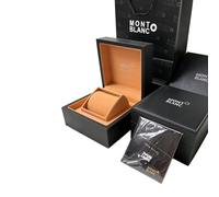 ROUREOX Black Wood Texture Watch Box Set Single Slot Timepiece Organiser Tan Lining Carrying Bag Full Presentation Case for Montblanc Tradition