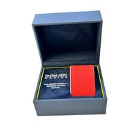 ROUREOX Blue Carbon Texture Watch Box Single Storage Case Sporty Design Red Cushion Yellow Accents Display Organiser for TAG Heuer