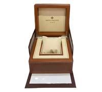 ROUREOX Brown Leatherette Watch Box Single Slot Storage Case Cream Interior White Stitching Detail Protective Holder for Patek Philippe