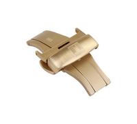 ROUREOX Brushed Stainless Steel Watch Deployment Clasp Double Push Button Butterfly Buckle Replacement Leather Strap for Tissot-Golden 20mm