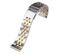 ROUREOX Brushed Steel Straight End Watch Band，Stainless Steel Deployment Watch Bracelet for Breitling Blackbird/Avenger-Silver Gold 20MM