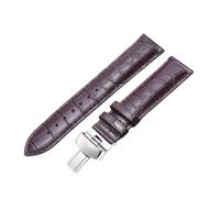 ROUREOX Butterfly Buckle Leather Watch Strap Vintage Retro Adjustable Replacement Watch Strap for Tissot Tradition-Brown + Silver 19mm