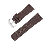 ROUREOX Canvas Watch Strap with Sport Leather Inlay Quick Release Hybrid Fabric Replacement Watch Band for Sevenfriday Pioneer Master Series-Brown
