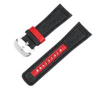 ROUREOX Canvas Watch Strap with Sport Leather Inlay Quick Release Hybrid Fabric Replacement Watch Band for Sevenfriday Pioneer Master Series-Black