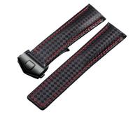 ROUREOX Carbon Fiber Texture Genuine Leather watchband Folding Buckle Replacement Wristband for T-A-G H-E-U-E-R F1-Black 19mm