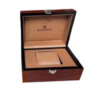 ROUREOX Cherry Wood Grain Watch Box High Gloss Lacquer Finish Yellow Brown Storage Case Beige Leather Interior for Audemars Piguet
