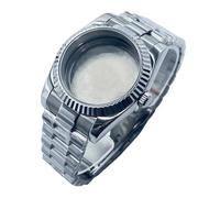 ROUREOX Coin Edge Bezel Case Semi-Circular Link Strap Set 316L Steel Sapphire Crystal Fit ETA 2824 PT5000 100M Waterproof DIY Kit for Rolex Day-Date/Datejust-D 40MM