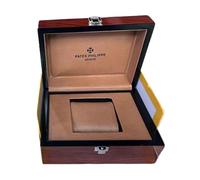 ROUREOX Collector Watch Box Solid Wood Chest Glossy Mahogany Finish Tan Interior Display Organiser Rectangular for Patek Philippe