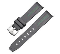 ROUREOX Comfortable Silicone Replacement Strap with Metal Buckle for Rolex Daytona Submariner Oyster Datejust Explorer-Green Line 21mm