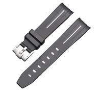 ROUREOX Comfortable Silicone Replacement Strap with Metal Buckle for Rolex Daytona Submariner Oyster Yacht-Master Sea-Dweller-White Line 20mm