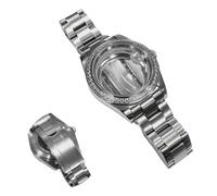 ROUREOX Complete Watch Build Kit 41mm Silver Case Bracelet Sapphire Crystal Exhibition Back Compatible Fit Miyota 8285 8215 for Rolex Datejust-5 41MM