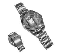 ROUREOX Complete Watch Build Kit 41mm Silver Case Bracelet Sapphire Crystal Exhibition Back Compatible Fit Miyota 8285 8215 for Rolex Datejust-1 41MM