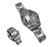 ROUREOX Complete Watch Build Kit 41mm Silver Case Bracelet Sapphire Crystal Exhibition Back Compatible Fit Miyota 8285 8215 for Rolex Datejust-4 41MM