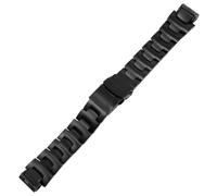 ROUREOX Convex End Metal Replacement Watch Strap，Men's Stainless Steel Watch Band for CASIO Pro Trek PRW-3000/PRW-3100Y/PRW-6000/PRW-6100/PRG-300-Black 16MM