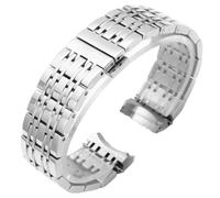 ROUREOX Curved End Metal Watch Band, All-Steel Bracelet Replacement Watch Accessory for Tissot T-Classic Carson T085-Silver 19MM