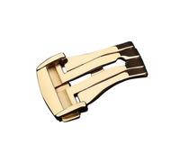 ROUREOX Deployment Butterfly Clasp Stainless Steel Silicone Watch Bands Replacement Buckle for Omega Speedmaster Collection-Gold 16mm