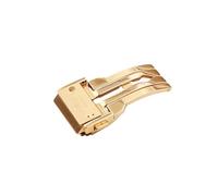 ROUREOX Deployment Clasp 18mm 20mm 22mm 24mm - Stainless Steel Watch Buckle H-Bridge, Double Push Button Fastener-Golden 18mm