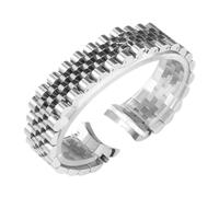 ROUREOX Elegant Replacement Watch Band Curved Interface Semi-Circular Links Concealed Buckle 13/17/20/21mm - Silver 21MM