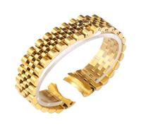 ROUREOX Elegant Replacement Watch Band Curved Interface Semi-Circular Links Concealed Buckle 13/17/20/21mm - Gold 21MM