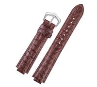 ROUREOX Embossed Pattern Leather Watch Strap, Replacement Watch Band with Pin Buckle Available in Black & Blue for Ballon Bleu de Cartier W69012Z4-Brown+Silver 18 * 11mm