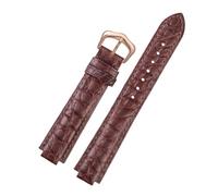 ROUREOX Embossed Pattern Leather Watch Strap, Replacement Watch Band with Pin Buckle Available in Black & Blue for Ballon Bleu de Cartier W69012Z4-Brown+Rose Gold 20 * 12mm