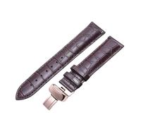 ROUREOX Extended Leather Watch Bands Replacement Butterfly Deployment Buckle Watch Strap Accessories for Tissot Chemin des Tourelles-Brown + Rose Gold 20mm