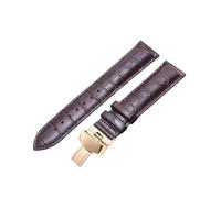 ROUREOX Extended Leather Watch Bands Replacement Butterfly Deployment Buckle Watch Strap Accessories for Tissot Chemin des Tourelles-Brown + Gold 20mm