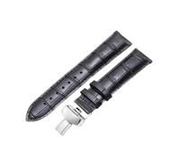 ROUREOX Extended Leather Watch Bands Replacement Butterfly Deployment Buckle Watch Strap Accessories for Tissot Chemin des Tourelles-Black + Silver 19mm