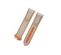 ROUREOX Folding Buckle Silicone Nylon Strap Watch Accessories Watch Band for Omega 300 SEAMASTER 600 Planet Ocean-Gray+Rose Gold Clasp 22mm