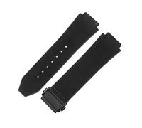 ROUREOX Frosted Leather Watch Band Stainless Steel Push Button Buckle Replacement Strap 19X26mm for HUBLOT Classic Fusion Collection-Black + Black