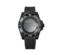 ROUREOX Full Black Modding Kit 40mm Watch Case Silicone Band Folding Clasp Rotating Bezel Fit NH35 NH36 Mechanical Movement for Rolex Submariner-12 40MM