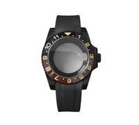 ROUREOX Full Black Modding Kit 40mm Watch Case Silicone Band Folding Clasp Rotating Bezel Fit NH35 NH36 Mechanical Movement for Rolex Submariner-6 40MM