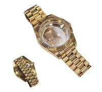 ROUREOX Full Gold Watch Case and Strap Kit 41mm Sapphire Glass Cyclops Fluted Bezel Fit Miyota 8285 Automatic Movement Modding for Rolex Datejust-A 41MM