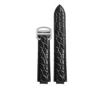 ROUREOX Genuine Alligator Grain Leather Watch Strap, Replacement Watch Band with Buckle for Ballon Bleu de Cartier WSBB0025 W69012Z4-Black + Silver 14 * 8mm
