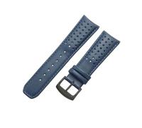 ROUREOX Genuine Leather Replacement Watch Strap Metal Buckle Curved Lug Connection Strap for Citizen Eco-Drive Skyhawk Blue Angels-Blue + Black 23mm