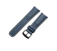 ROUREOX Genuine Leather Replacement Watch Strap Metal Buckle Curved Lug Connection Strap for Citizen Eco-Drive Skyhawk Blue Angels-Blue + Yellow + Black 23mm