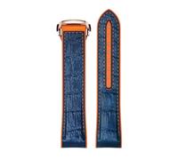 ROUREOX Genuine Leather Silicone Watch Strap Quick Release Folding Buckle Curved Interface Strap for Omega Seamaster Planet Ocean 600M 300-Orange + Blue + Rose Gold 20mm