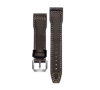 ROUREOX Genuine Leather Watch Band Adjustable Metal Buckle Soft Leather Watch Straps Accessories for IWC Mark XVII Mark XVIII Le Petit Prince Big Pilot-Brown + White 20mm