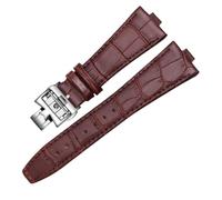 ROUREOX Genuine Leather Watch Bands Stainless Steel Butterfly Buckle Quick Release Replacement Bands for Vacheron Constantin Overseas Collection-Brown + Silver B 8mm