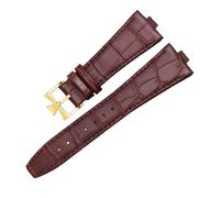 ROUREOX Genuine Leather Watch Bands Stainless Steel Butterfly Buckle Quick Release Replacement Bands for Vacheron Constantin Overseas Collection-Brown + Gold A 8mm