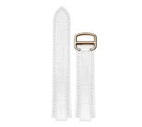 ROUREOX Genuine Leather Watch Strap Alligator Grain Embossed Replacement Watch Band 22mm 20mm 18mm for Cartier Ballon Bleu & Tank Series-White+Rose Gold 16mm