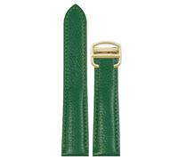 ROUREOX Genuine Leather Watch Strap Grained Calfskin 17mm 20mm 22mm 23mm 25mm Replacement Watch Band with Deployment Clasp for Cartier Tank Must Santos-Green+Gold 20mm