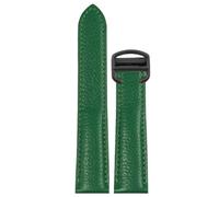 ROUREOX Genuine Leather Watch Strap Grained Calfskin 17mm 20mm 22mm 23mm 25mm Replacement Watch Band with Deployment Clasp for Cartier Tank Must Santos-Green+Black 25mm